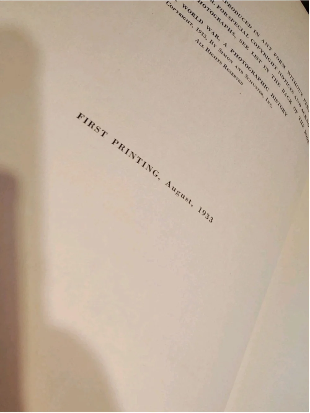 The First World War: A Photographic History 1933 First Edition Laurence Stalling
